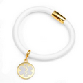 White Lamb Leather White Medical Gold Charm Bracelet